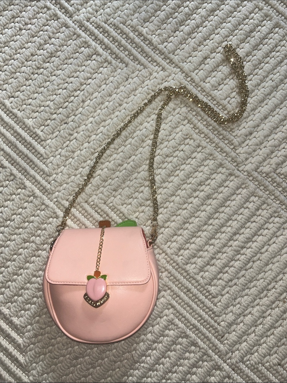 Stay Peachy Pink Pu Leather Purse Megan Plays Gold Chain Crossbody
